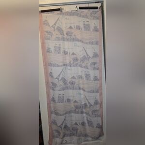 Paris Themed Scarf with Pink Border